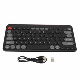 Compact Round Keycaps Mini Keyboard Wireless Bluetooth 2.4G Dual Mode Portable Slim Keyboard for Windows for Android for IOS Black