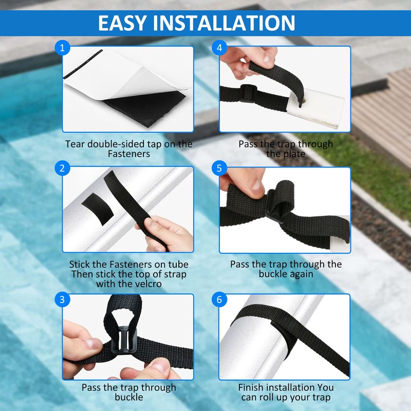 Retaining straps, set of 8 fastening straps and clips, attachment