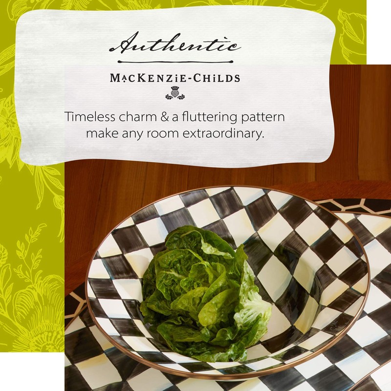 MacKenzie-Childs Courtly Check Serving Bowl, Large 12-Inch Serving Dish, Enamel