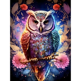 NAIMOER Diamond Painting Kits for Adults, Owl Diamond Art Kits Full Drill 5D Diamond Painting Art, Flowers Diamond Dots Art and Crafts for Gift Home Wall Decor 30x40cm