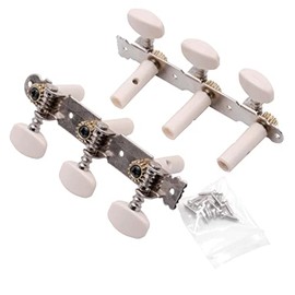 vhbw Machine Heads Pegs 3R3L Compatible with Guitar, Classical Guitar, Guitar Pegs, Tuning Mechanics, 10 mm Mount, Silver