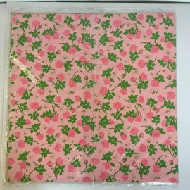 NOS 1980's Vintage Pink Roses Pink Paper Girl Craft Gift Wrap Paper