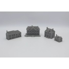 Z Scale 1/220 3D Printed European Houses WWII Mairie Cafe Gondree 4 peices