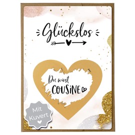 Joli Coon Scratch Card "Du wirst Cousine" with Envelope, Pregnancy Announcement, Cousin, Scratch Cards