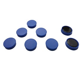 Pack of 12 Blue Round Flat Magnets - 24mm Whiteboard Office Fridge - by Janrax