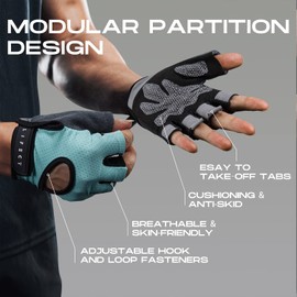 KANSOON Essential Breathable Workout Gloves, Weight Lifting Fingerless Gym Exercise Gloves with Curved Open Back, for Powerlifting, Women and Men (blue, Medium)