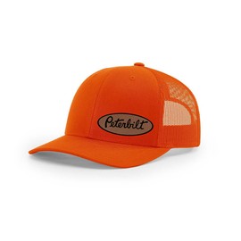 Maddmax Car Art Peterbilt Truck Logo Side Panel Laser Engraved Leather Patch Richardson 112 Snapback Trucker Hat Cap Orange, Small-X-Large