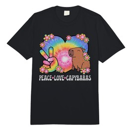 Peace Love Capybaras 60s 70s Hippie Outfit Capybara Lover Comfort Colors Adult Heavyweight T-Shirt