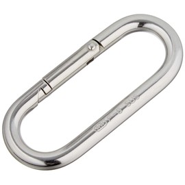 Trusco TPKB-8(P) Petite Carabiner, Stainless Steel, Silver, 0.3 inches (8 mm), One-touch Attachment and Removal