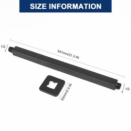 NearMoon Ceiling Mounted Shower Arm With Flange, Universal Connection 1/2 NPT Straight Square Shower Arm for Fixed Rain Shower Head, Made of Thicken Stainless Steel (20 Inch, Matte Black)