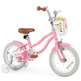 Olakids Kids Bike, 12 14 16 18 Inch Toddlers Bike with Training Wheels Basket Safety Bell Adjustable Seat Handlebar, Handbrake and Coaster Brake, Children's Bicycle for Girls Boys