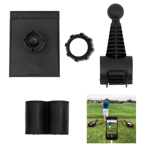 Flyan Support de téléphone pour disque de swing de golf - Noir - Rotation à 360 ° - Universel - Réglable - Pour voiturette de golf, chariot