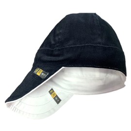 Flame Resistant Flex fit Reversible Welding Cap - 100% Cotton - 7 oz (Small (6 3/4-7), White/Black)