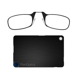 ThinOptics Reading Glasses + FlashCard Case | Black Frame, 1.00 Strength Readers