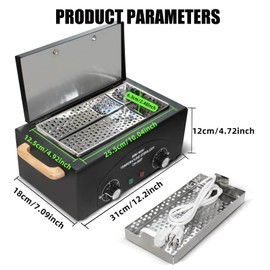 High Temperature Metal Cleaning Box,Misforu 1.5L Dry Heat Cabinet High Temp with Stainless Tray Timer and Handle for Nail Art Tool Salon Hairdressing Tool Earrings 300W (Black)