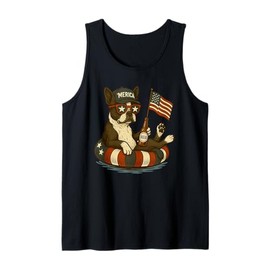 Boston Terrier America Flag Patriotic Boxer Dog Lover 4th of Tank Top