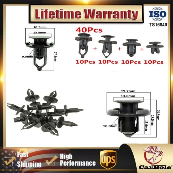 CarBole 40X Plastic Rivets Fastener Push clips Car Body Push