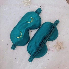 WIZBIOTECH Light Blocking Eye Mask Night Mask 100% Skin-Friendly Silk Odourless Sleeping Mask with Adjustable Strap for Men, Women and Children - Green