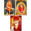 Juego de 3 pósteres Shirdi Saibaba con purpurina de dios
