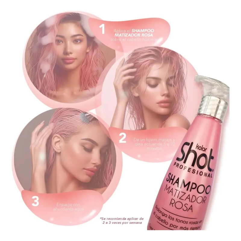Shampoo Matizador Rosa Kolor Shot P/ Cabello Tinte Fantasia