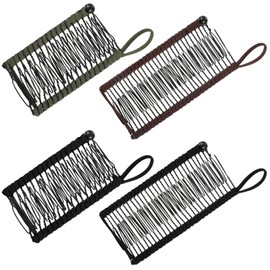 WILLBOND 4 Pcs Banana Hair Clips for Women Large Small Comb Vintage Clincher Banana Grip Clip Styling Accessories Gift for Curly Thick Thin Wavy Hair Ponytail Wedding(Army Green, Black, Khaki)
