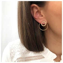 Inateannal Vintage Crystal Circle Stud Earrings CZ Hollow Circle Hoop Earrings Gold Circle Earrings Minimalist Geometric Circle Stud Earrings Jewellery for Women and Girls, Crystal