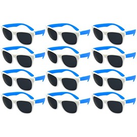 Edge I-Wear 12 Bulk 80s Party Sunglasses Neon Sunglasses for Adult Party Favors Wedding 5402RAWHT/BU-12