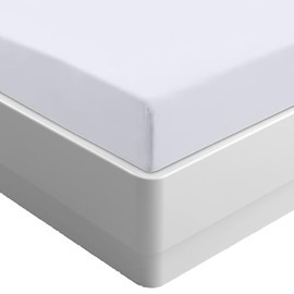 AmigoZone Fitted Sheet Super King - Soft Brushed Microfiber Easy Care - Fade Wrinkle Resitant Fitted Bed Sheet (White, Super King)