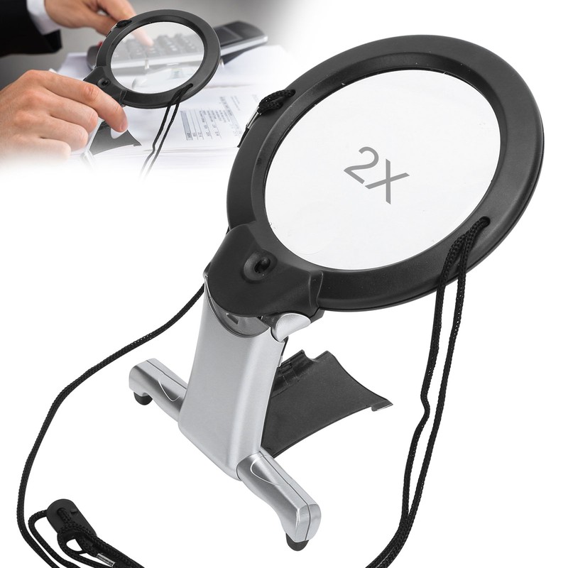 26X Dual LED Reading Magnifier Handheld Neck Wearing MultiFunction Table