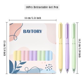 BAYTORY 10Pcs Colored Gel Pens, Bible Pens No Bleed Through, Quick Dry Pastel Ink Assorted Pen, Retractable Fine Point 0.5mm Pen, Smooth Writing for School Supplies Journaling Marking (Cream)