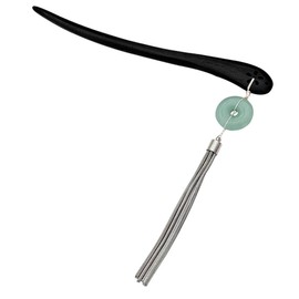 Healeved Synthetic Jade Hair Stick for Bun Vintage Wood Hair Pin Retro Headdress Accessories Style Hair Stick with Tassel Elegant Hair Ornament for Women