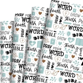 12 Sheets Religious Wrapping Paper Church Faith Trust Glory Printed Gift Wrap Paper for Christian for Easter Baby Shower Christmas Party DIY Craft Supplies, 27.8 × 19.6 Inches