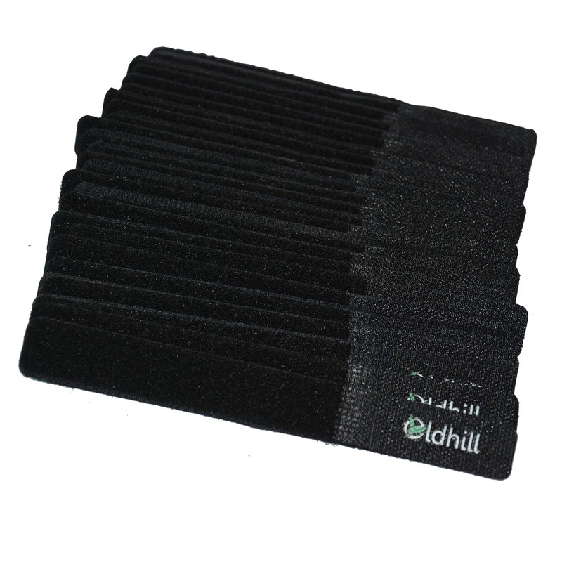 Oldhill Hook and Loop Fastening Straps (50 Pack) - Black