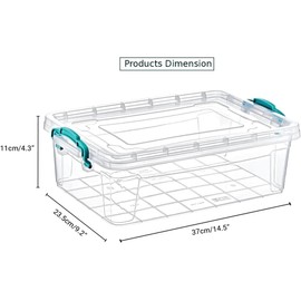 Best House|Plastic Storage Box with Clips & Lid|Size 6.2L(L:43cm W:28cm H:15cm)|Set of 2|Stackable Clear Durable Multipurpose Office supplies Home Kitchen Tools Crafts Household Versatile(SMALL Size)