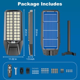 Jadisi 10000W Solar Street Light - 600000 Lumens, Dusk-to-Dawn, Waterproof, Ideal for Commercial & Outdoor Parking Lots - Energy-Efficient Solar-Powered, 3-Year Warranty
