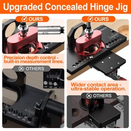 M-T Concealed Hinge Jig, 35mm Metal Cabinet door Hinge Hole Drilling Jig with Quick Clamp and Dust Vacuum Adapter for Woodworking Cabinet Door Hinges Mounting Tool Hardware