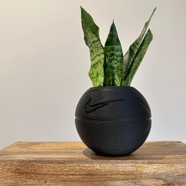 Basketball Planter Pot 3D Printed - Plant Pot for Indoor Plants-Unique planter for indoor with Drainage hole - (BLACK) MADE IN USA