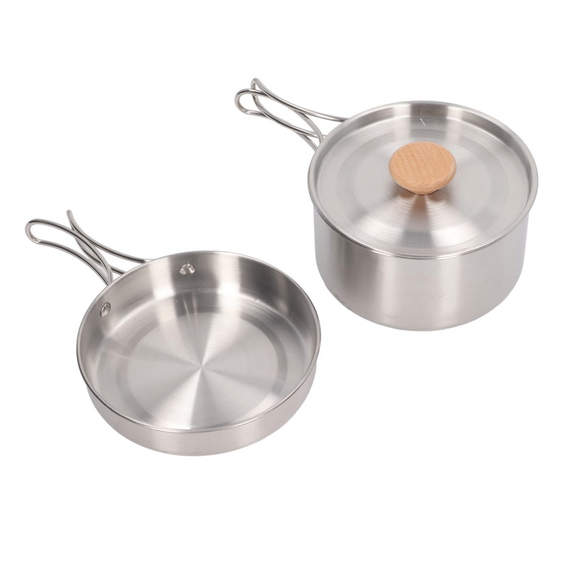 Cooking Pot and Pan Set 304 Stainless Steel Portable Camping