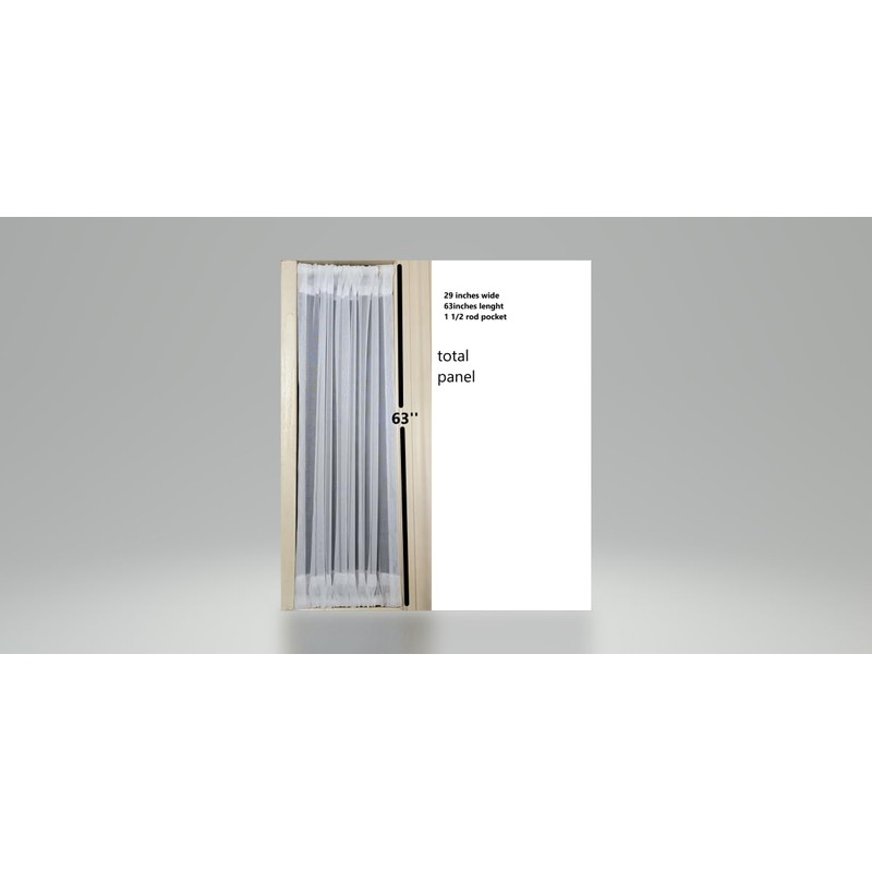 White Sheer SIDELIGHT Curtain 29" Wide 63" Lenght Rod Pocket