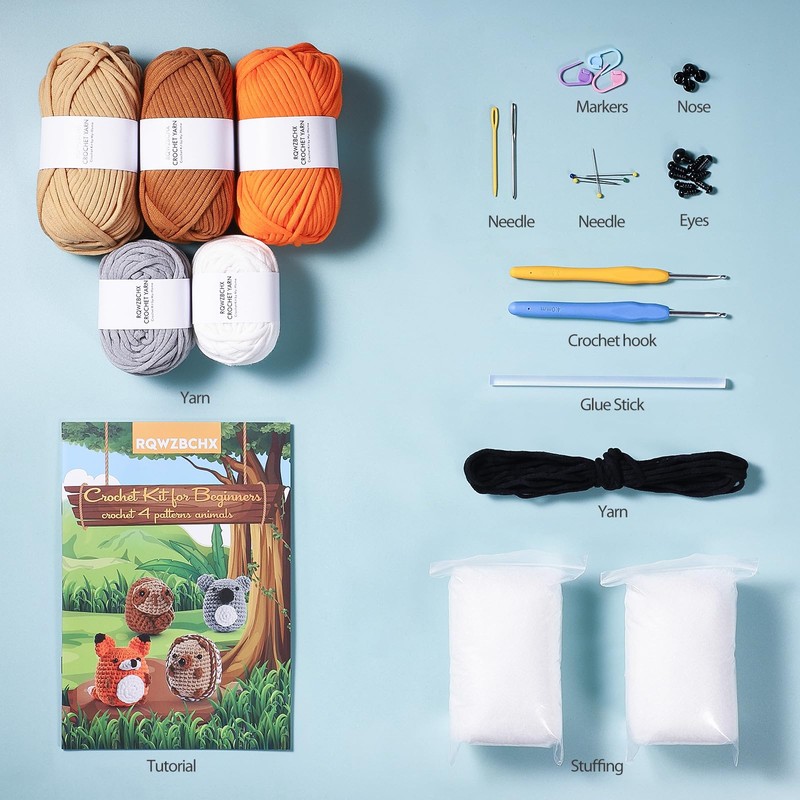 RQWZBCHX Crochet Kit, 4PCS Beginner Crochet Kit for Adults with