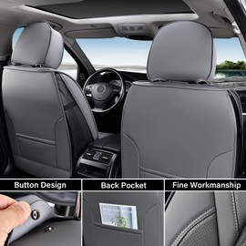 Coverado Leather Front Seat Covers for Cars, SUVs & Pickup Trucks, Fit for 2015-2025 F150 and 2017-2025 F250 F350 F450, Gray Seat Covers