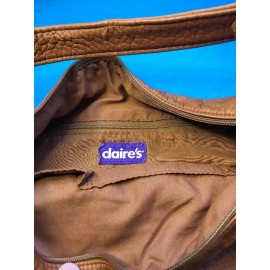 Claires New Claire's Light Brown Large Faux Leather Tote Bag Purse With Tassels