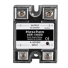 Heschen Single Phase DC Solid State Relay, SSR-100DD, Input 4-32VDC, Output 24-220VDC, 100A 50-60Hz