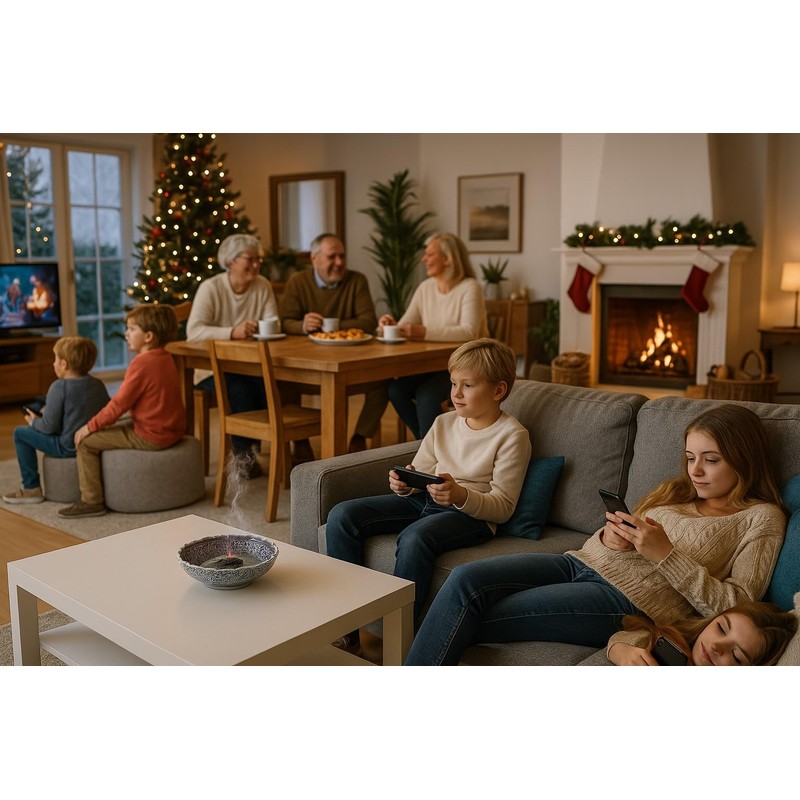 Jamu Incense Bowl Grey with Peacock Pattern Aluminium Round