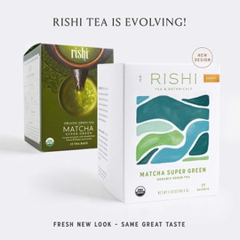 Rishi Tea and Botanicals Matcha Super Organic Green Tea | 15 Sachet Bags, 1.42 oz (Pack of 1)
