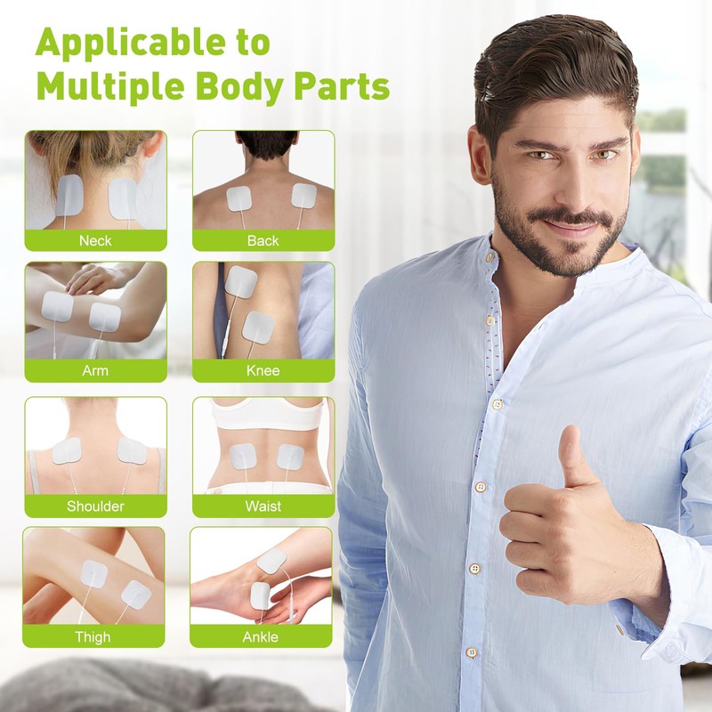 TENS Unit Replacement Pads, 20PCS 2"x2" Electrode Pads, Reusable Self-Adhesive