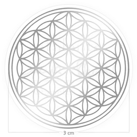 atalantes spirit Flower of Life Stickers 3 cm, Pack of 50 with Protective Lacquer – Colour Silver – Transparent Film Sticker Flower of Life