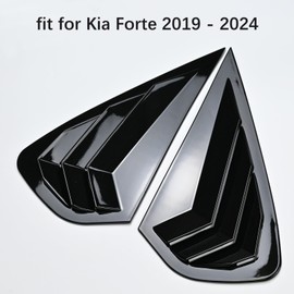 smart repairboy for Kia Forte 2019-2024 Rear Side Window Louvers, Racing Style Louvers Air Vent Scoop Shades Cover Blinds 1Pair (Glossy Black)