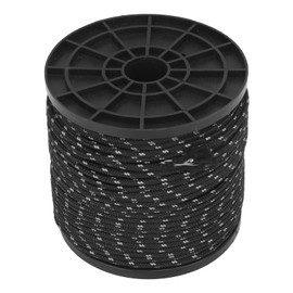 Reflective Camping Rope Texture Weaving 164ft 4mm Polyester Parachute Cord for Travel Hiking Backpacking Black
