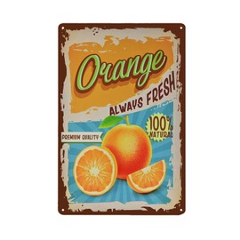 TREEPERI Vintage Orange Tin Sign - Fruit Metal Sign - Retro Decorative Sign Wall Decor Home Decor